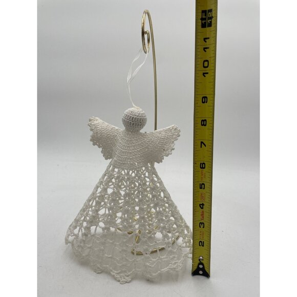 Handcrafted White Crochet Angel Ornament Decoration Christmas Tree Topper - Picture 6 of 6